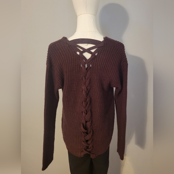 Burgandy Crossed Back Altard State Sweater Size S - Picture 5 of 6
